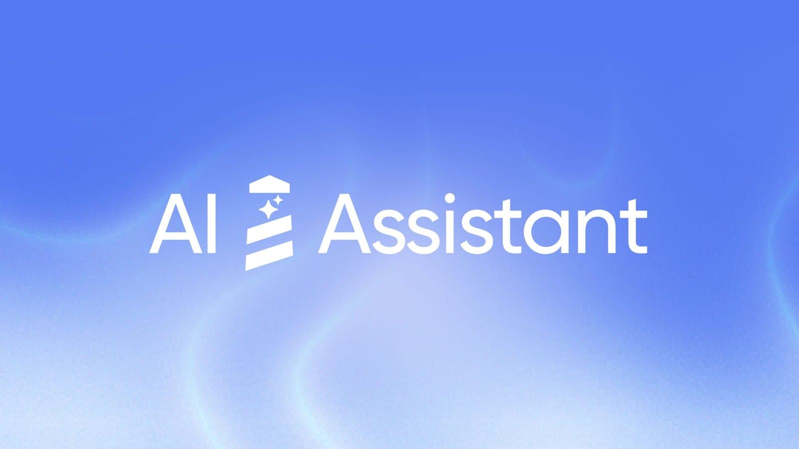 A frame from UserGuiding's AI Assistant video, showcasing a clean white logo with a graduation cap icon and lighthouse motif on a soft blue gradient background, symbolizing guidance and intelligence.