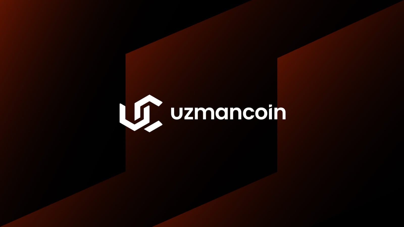 Logo for Uzmancoin, a crypto media company, featuring a modern hexagonal icon and bold white typography on a gradient dark red and black background, symbolizing innovation and professionalism in cryptocurrency media.